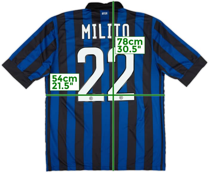 2011-12 Inter Milan Home Shirt Milito #22 - 7/10 - (L)