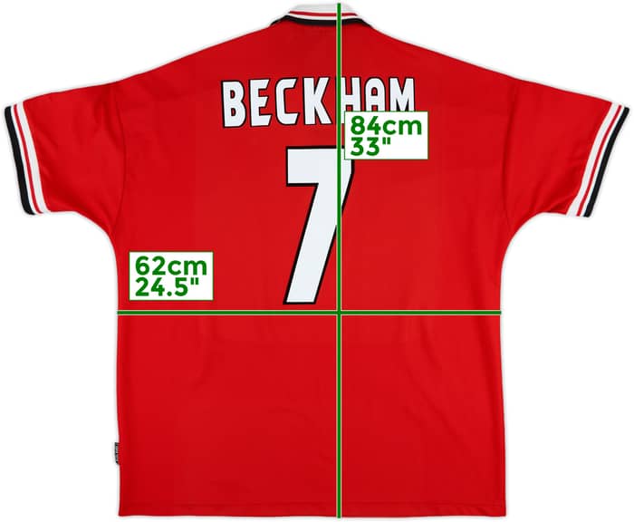 1998-00 Manchester United Home Shirt Beckham #7 - 6/10 - (XXL)