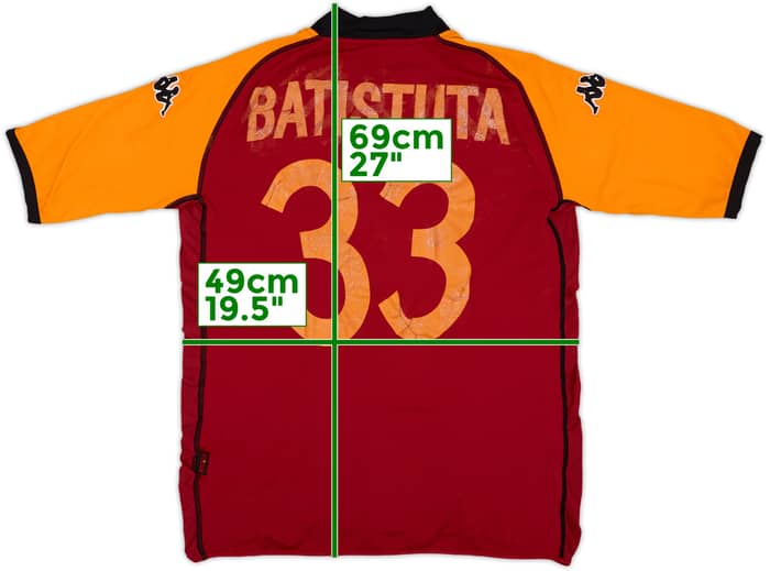 2002-03 Roma European Home Shirt Batistuta #33 - 4/10 - (XL)