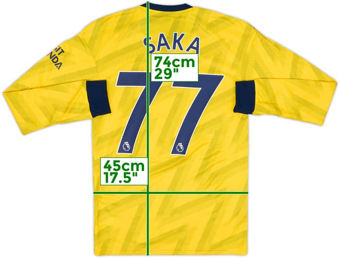 2019-20 Arsenal Away L/S Shirt Saka #77 (XS)