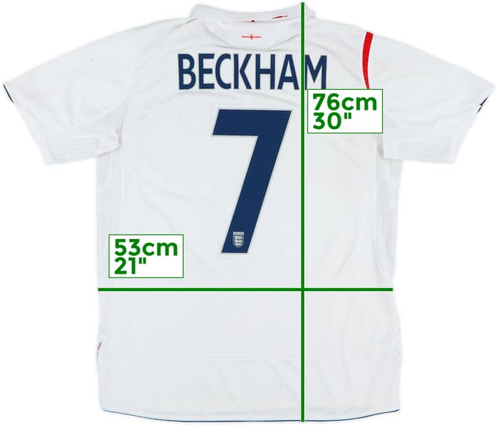 2005-07 England Home Shirt Beckham #7 - 5/10 - (L)