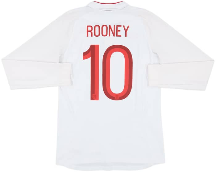 2012-13 England Home L/S Shirt Rooney #10 - 8/10 - (M)