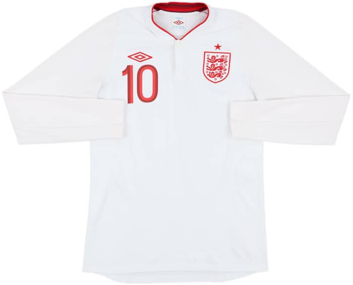 2012-13 England Home L/S Shirt Rooney #10 - 8/10 - (M)
