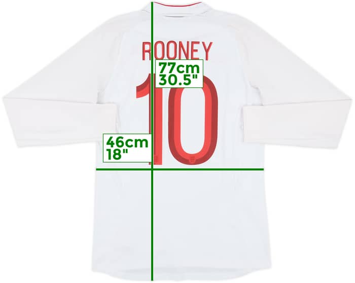 2012-13 England Home L/S Shirt Rooney #10 - 8/10 - (M)
