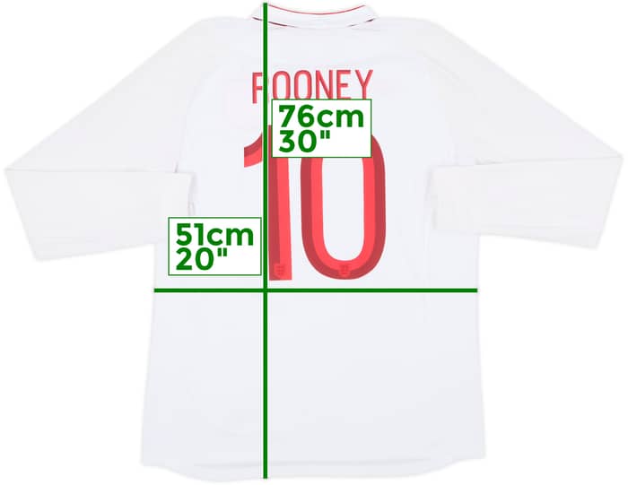 2012-13 England Home L/S Shirt Rooney #10 - 8/10 - (L)
