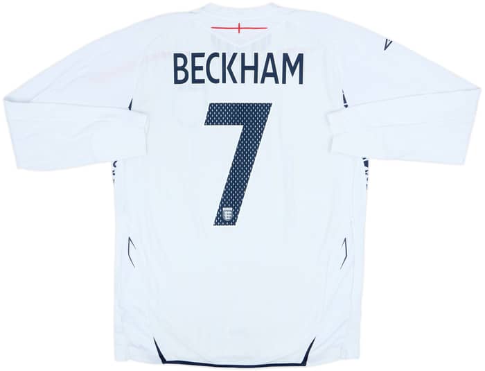 2007-09 England Home L/S Shirt Beckham #7 - 8/10 - (M)