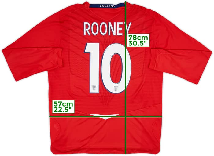 2008-10 England Away L/S Shirt Rooney #10 - 6/10 - (XL)