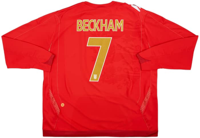 2006-08 England Away L/S Shirt Beckham #7 - 6/10 - (3XL)