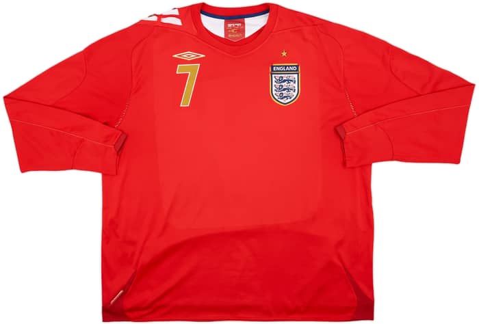 2006-08 England Away L/S Shirt Beckham #7 - 6/10 - (3XL)