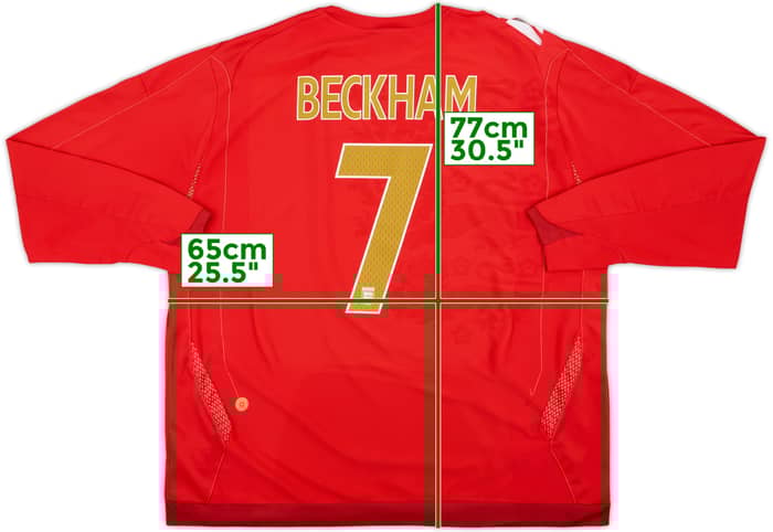 2006-08 England Away L/S Shirt Beckham #7 - 6/10 - (3XL)