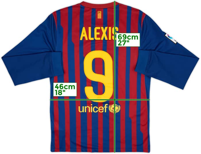 2011-12 Barcelona Home L/S Shirt Alexis #9 - 7/10 - (S)