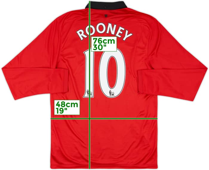 2013-14 Manchester United Home L/S Shirt Rooney #10 - 8/10 - (M)