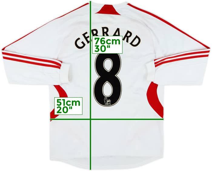 2007-08 Liverpool Away L/S Shirt Gerrard #8 - 6/10 - (L)