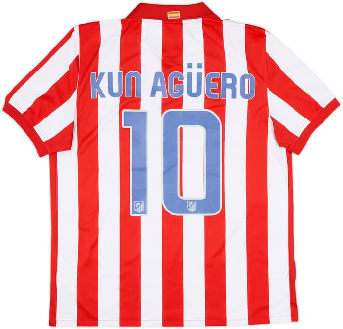 2009-10 Atletico Madrid Home Shirt Kun Aguero #10 - 8/10 - (L)