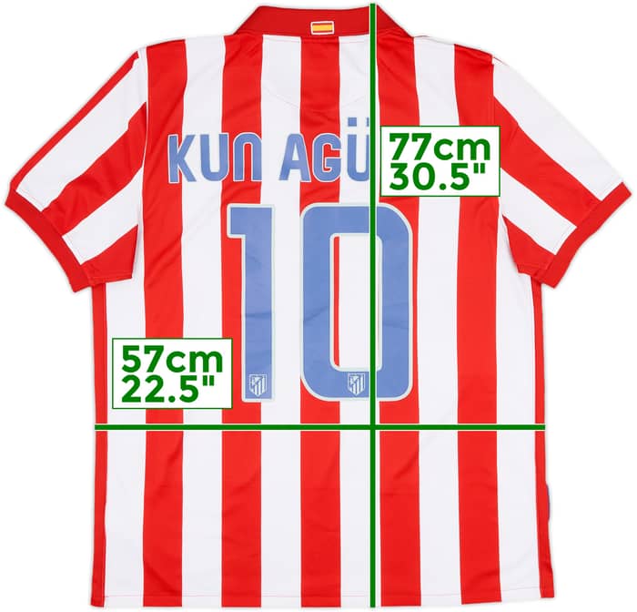 2009-10 Atletico Madrid Home Shirt Kun Aguero #10 - 8/10 - (L)