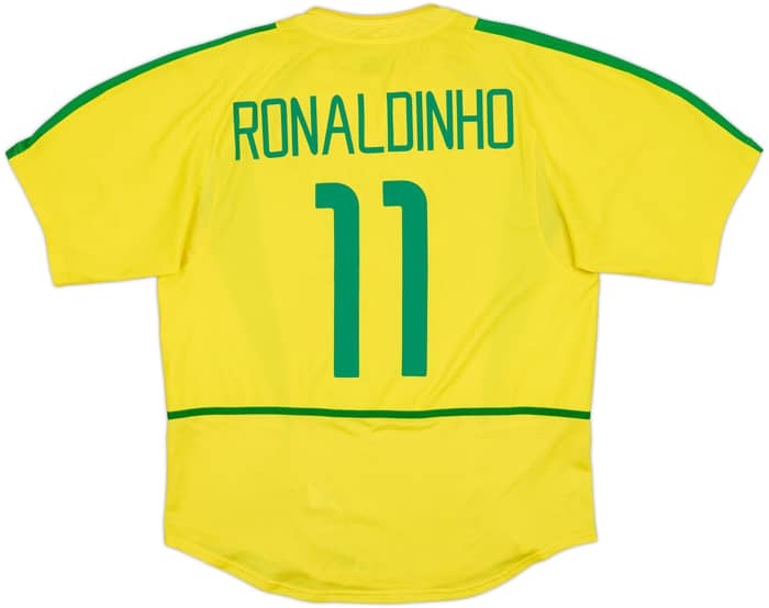 2002-04 Brazil Home Shirt Ronaldinho #11 - 8/10 - (L)