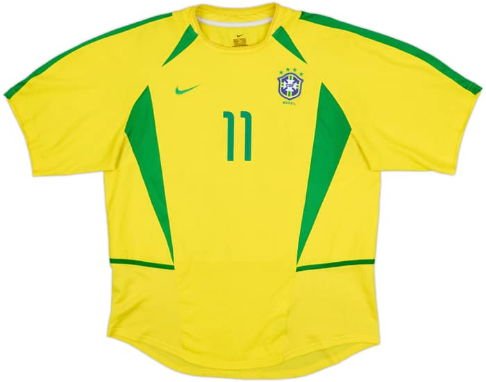 2002-04 Brazil Home Shirt Ronaldinho #11 - 8/10 - (L)