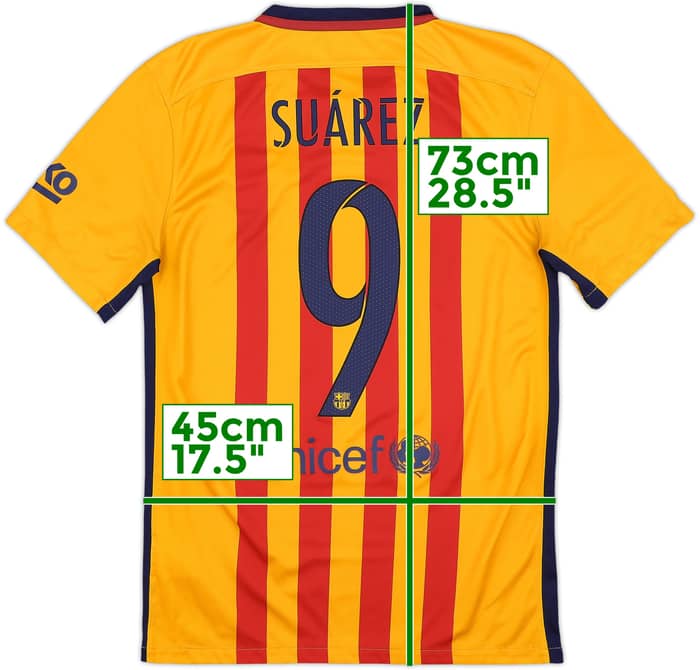 2015-16 Barcelona Away Shirt Suarez #9 - 6/10 - (S)