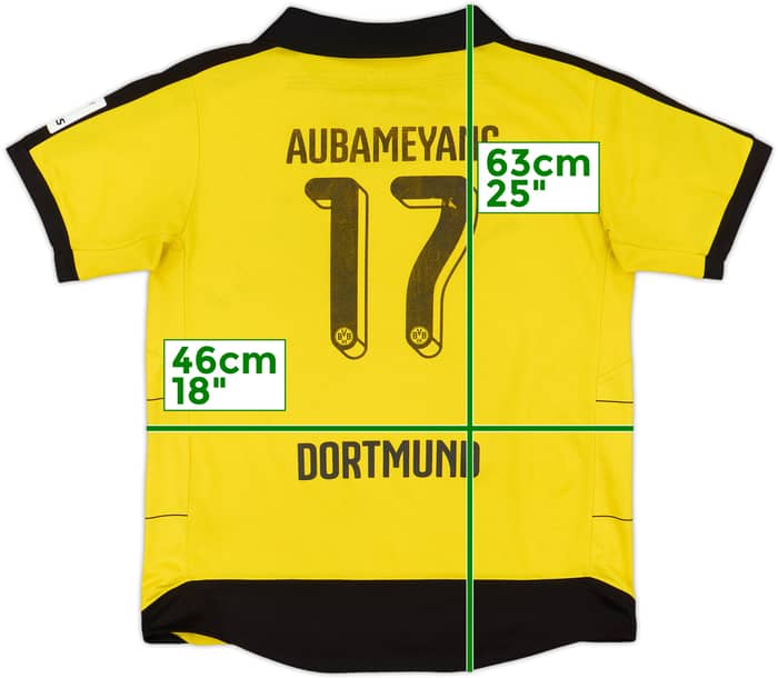 2015-16 Borussia Dortmund Home Shirt Aubameyang #17 - 5/10 - (XL.Boys)