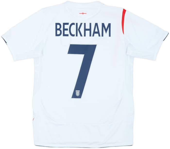 2005-07 England Home Shirt Beckham #7 - 5/10 - (XL.Boys)
