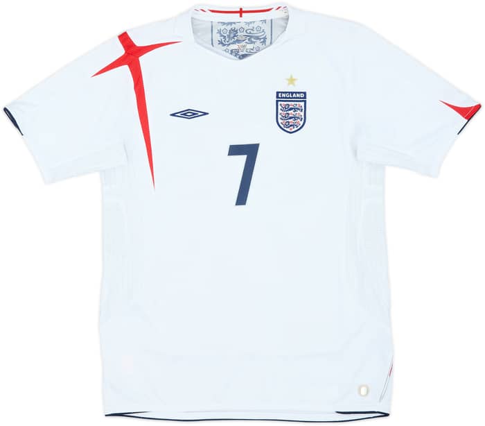 2005-07 England Home Shirt Beckham #7 - 5/10 - (XL.Boys)