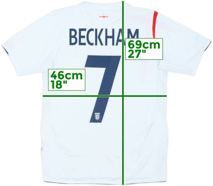 2005-07 England Home Shirt Beckham #7 - 5/10 - (XL.Boys)