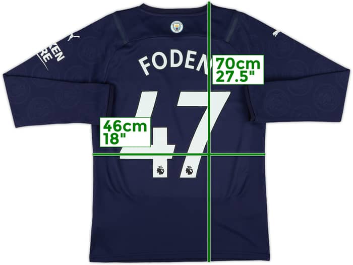 2021-22 Manchester City Third L/S Shirt Foden #47 - 9/10 - (S)