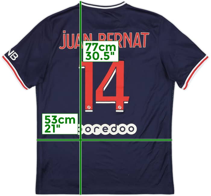 2020-21 Paris Saint-Germain Home Shirt Juan Bernat #14 - 8/10 - (L)