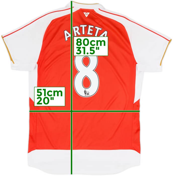 2015-16 Arsenal Home Shirt Arteta #8 - 6/10 - (L)