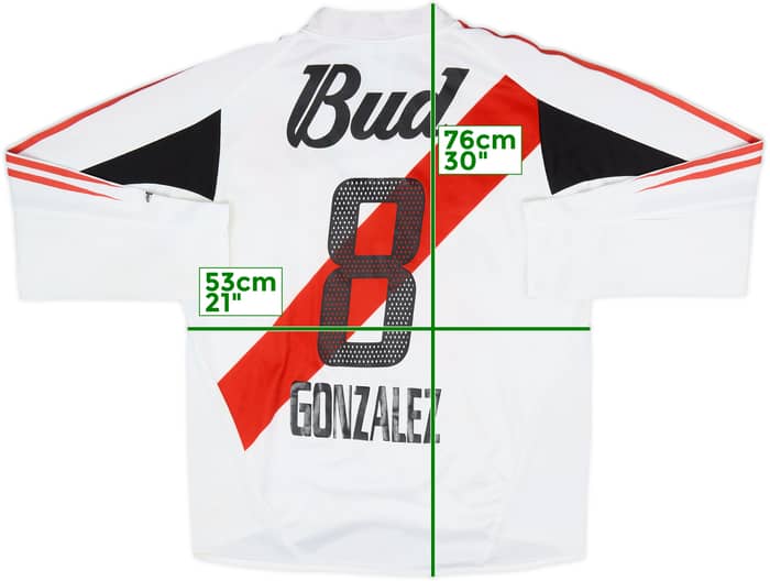 2004-05 River Plate Home L/S Shirt Gonzalez #8 - 6/10 - (S)