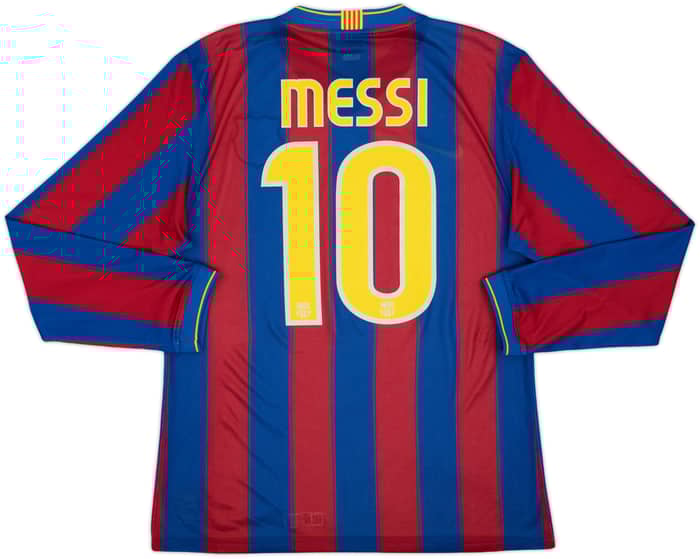 2009-10 Barcelona Player Issue Home L/S Shirt Messi #10 - 9/10 - (L)