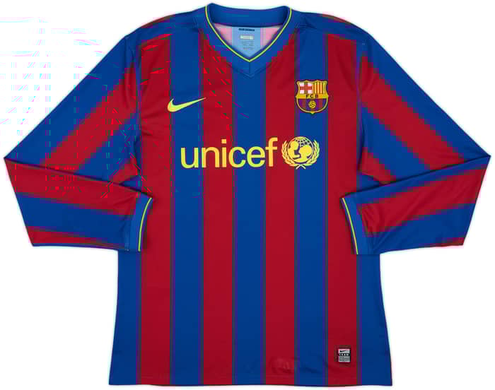 2009-10 Barcelona Player Issue Home L/S Shirt Messi #10 - 9/10 - (L)