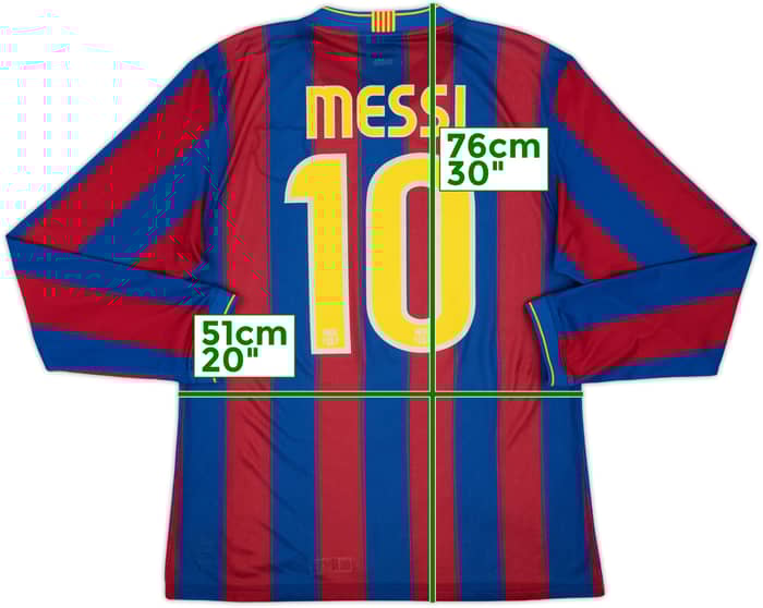 2009-10 Barcelona Player Issue Home L/S Shirt Messi #10 - 9/10 - (L)