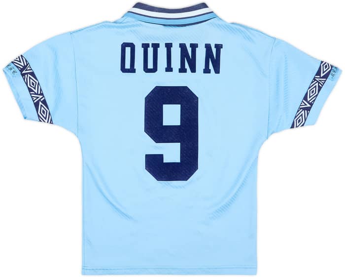 1993-95 Manchester City Home Shirt Quinn #9 - 8/10 - (S.Boys)