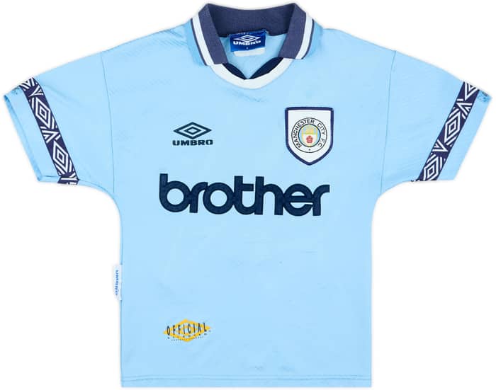 1993-95 Manchester City Home Shirt Quinn #9 - 8/10 - (S.Boys)