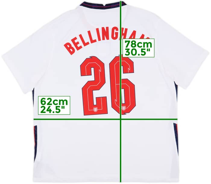2020-22 England Home Shirt Bellingham #26 - 8/10 - (XXL)