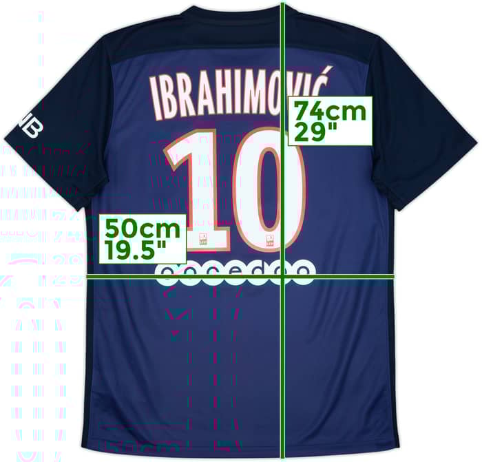 2015-16 Paris Saint-Germain Home Shirt Ibrahimovic #10 - 8/10 - (M)