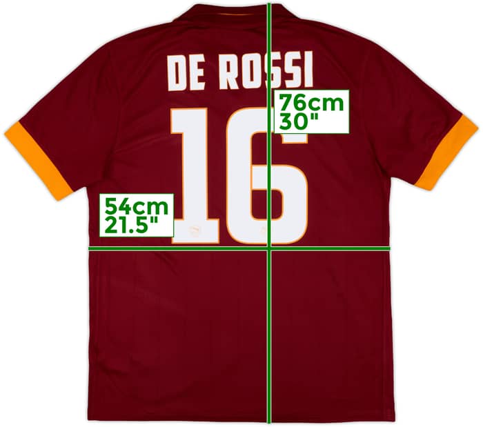 2014-15 Roma Home Shirt De Rossi #16 - 9/10 - (L)