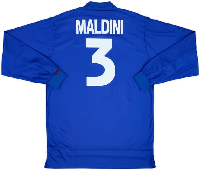 1998-99 Italy Home L/S Shirt Maldini #3 - 10/10 - (XL)