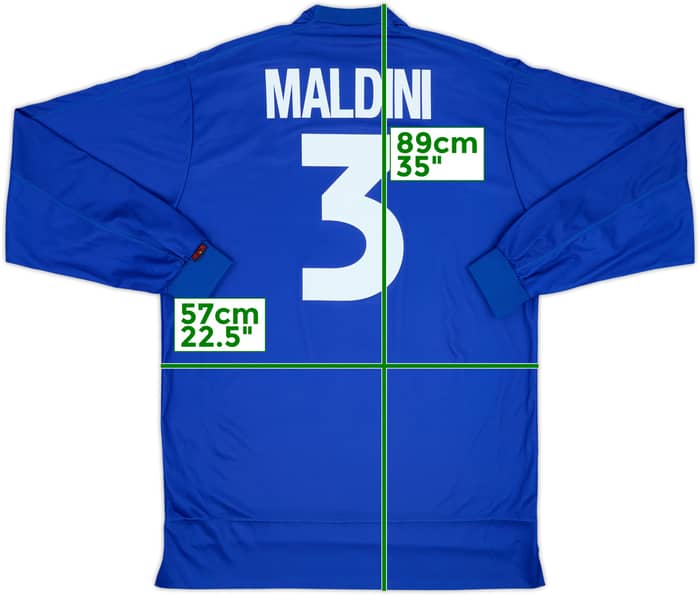 1998-99 Italy Home L/S Shirt Maldini #3 - 10/10 - (XL)