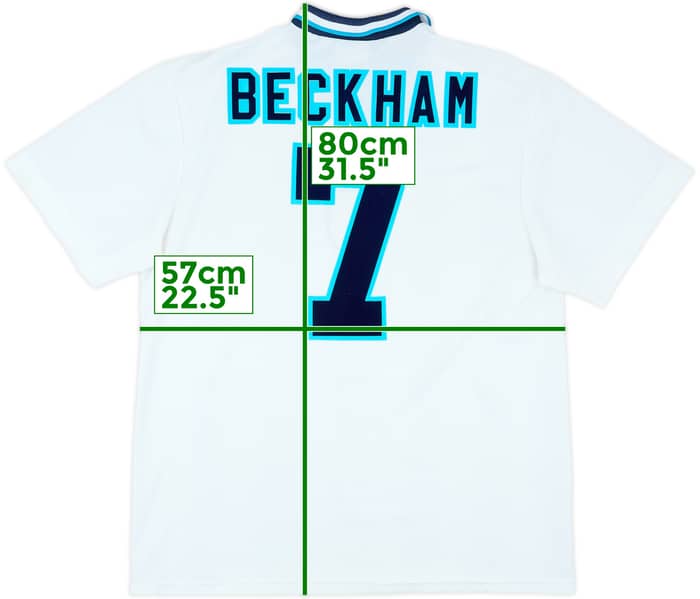 1995-97 England Home Shirt Beckham #7 - 8/10 - (XL)