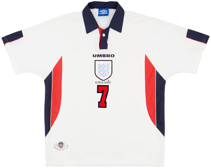 1997-99 England Home Shirt Beckham #7 - 6/10 - (XL)