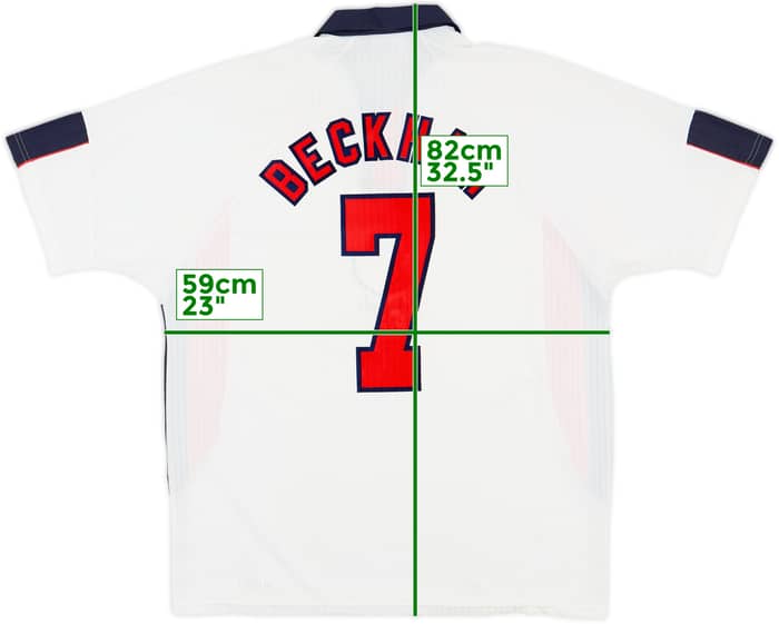 1997-99 England Home Shirt Beckham #7 - 6/10 - (XL)