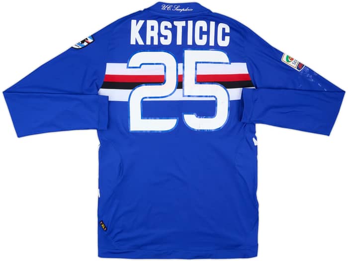 2012-13 Sampdoria Match Issue Home L/S Shirt Krsticic #25