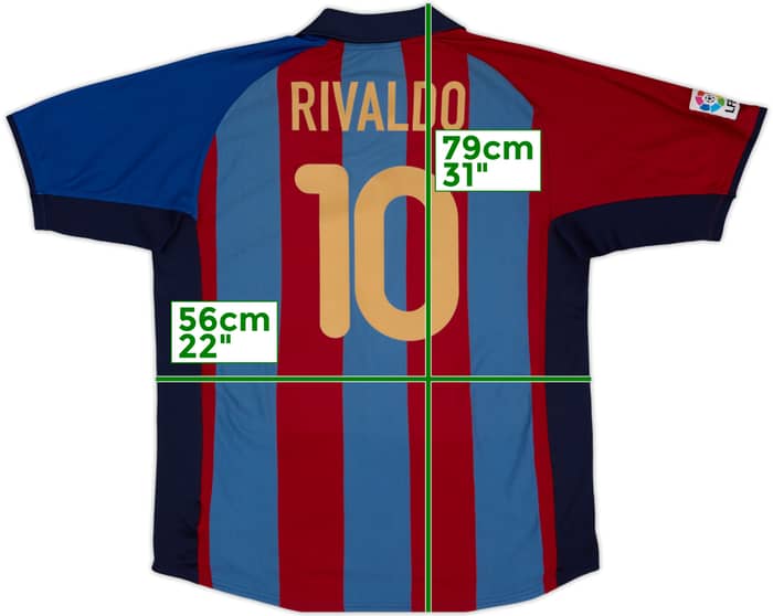 2001-02 Barcelona Home Shirt Rivaldo #10 - 6/10 - (L)