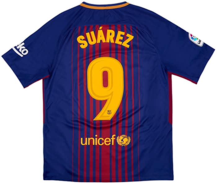 2017-18 Barcelona Home Shirt Suarez #9 - 10/10 - (M)