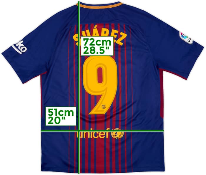 2017-18 Barcelona Home Shirt Suarez #9 - 10/10 - (M)