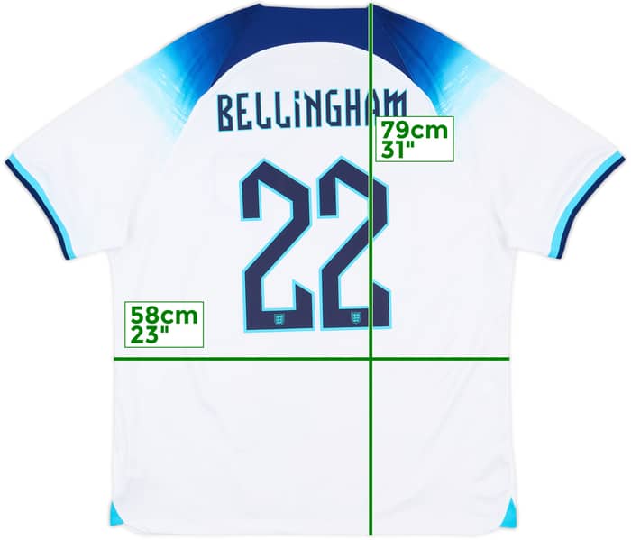 2022-23 England Home Shirt Bellingham #22 - 7/10 - (XL)