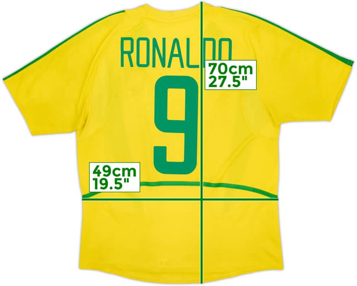 2002-04 Brazil Home Shirt Ronaldo #9 - 6/10 - (M)