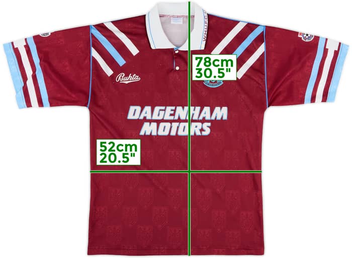 1992-93 West Ham Home Shirt - 8/10 - (M)